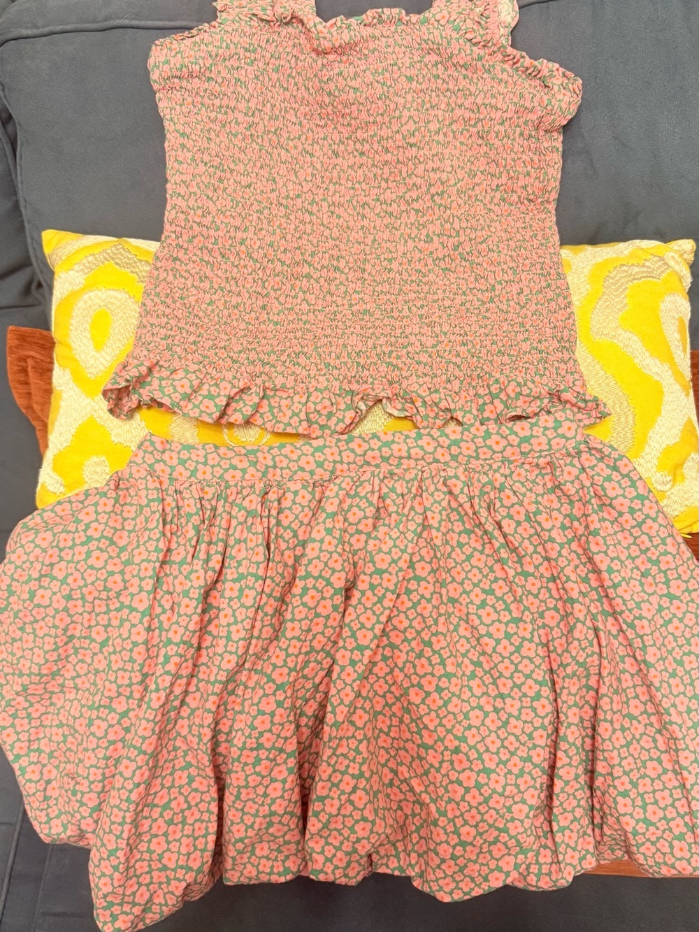 Cat & Jack Pink Floral Smocked Top and Skirt Set